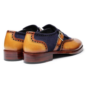 The Ridge – Navy Suede Wingtip Kiltie Monk Strap | Leather Shoe