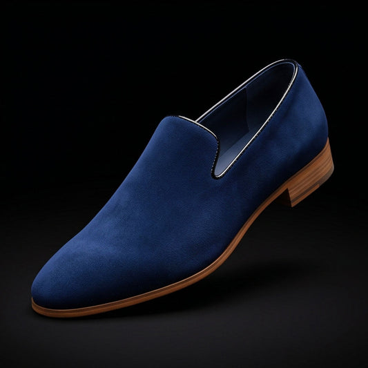 The Stirrup – Blue Suede Moccasin Loafer | Leather Shoe