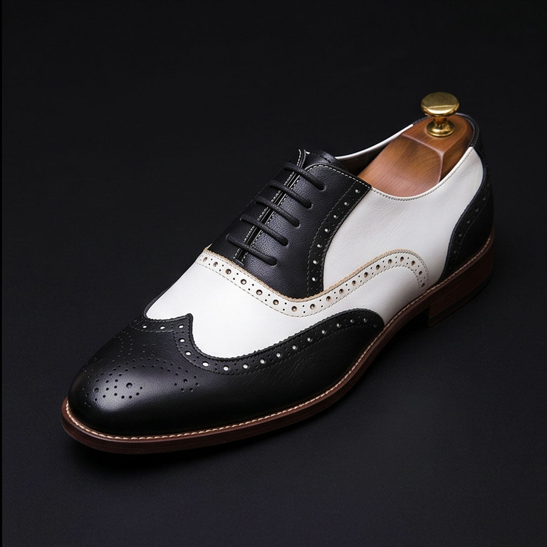 The Lecce – Black & White Wingtip Spectator | Leather Shoe