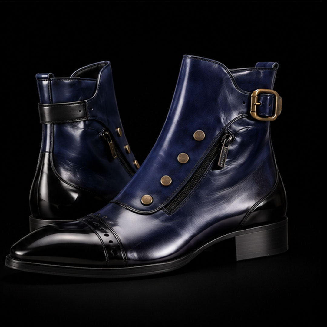 The Tobacco – Blue Patina Military Ankle Boots | Leather Shoe
