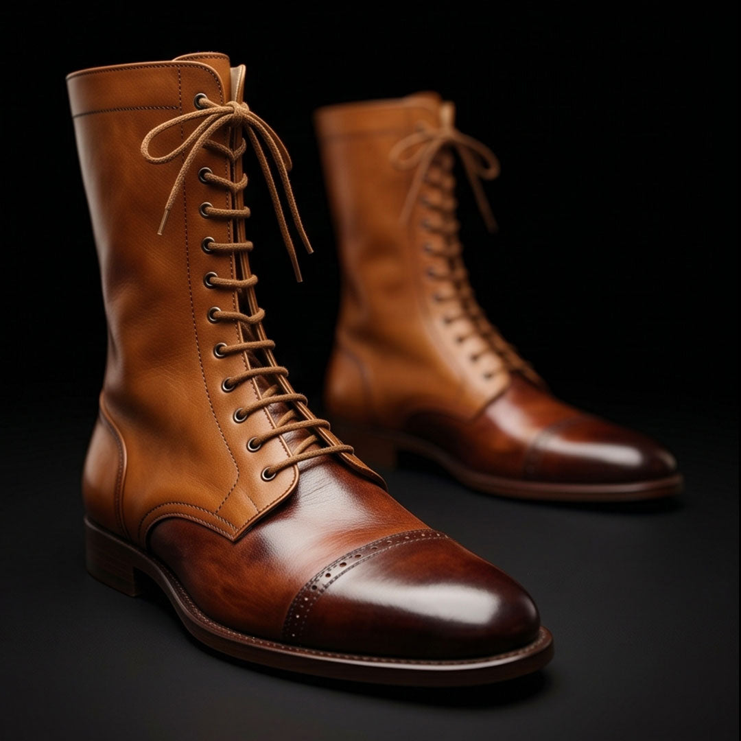 The Pioneer – Brown Calf-High Military Boots | Leather Shoe