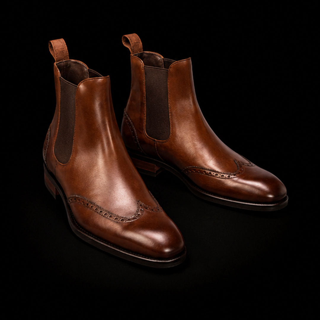 The Wattle – Brown Wingtip Chelsea Boots | Leather Shoe