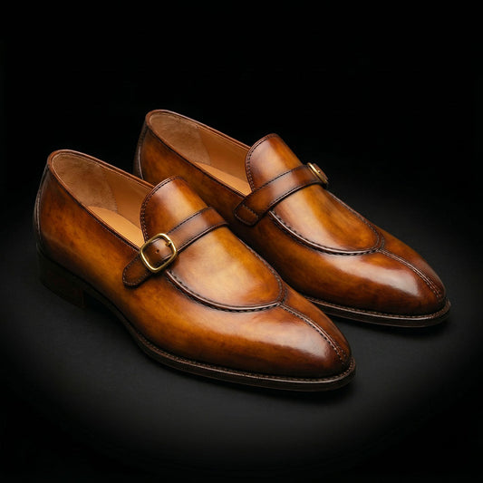 The Creaser – Brown Patina Single Monk Loafer | Leather Shoe