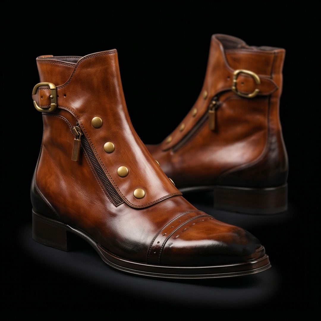 The Toffee – Brown Patina Military Ankle Boots | Leather Shoe