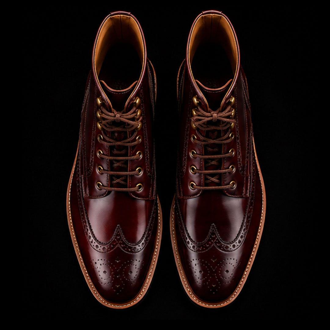 The Umber – Brown Patina Wingtip Ankle Boots | Leather Shoe