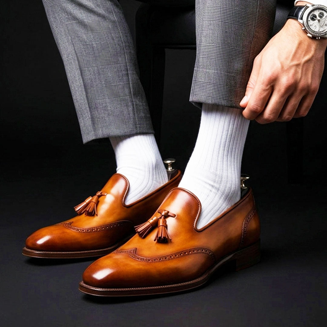 The Cremona – Brown Patina Wingtip Tassel Loafer | Leather Shoe