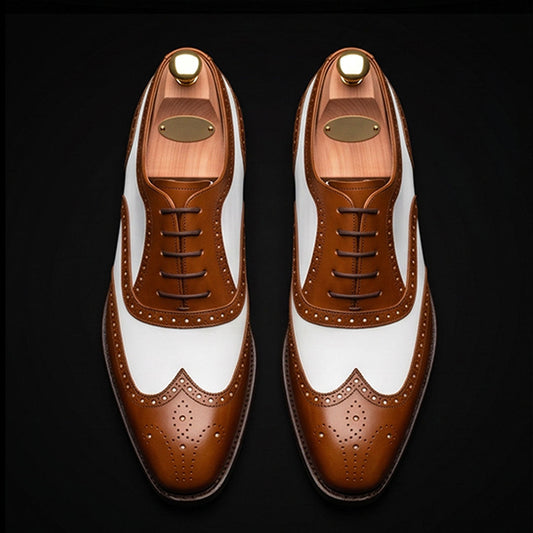 The Sienna – Brown & White Wingtip Spectator | Leather Shoe