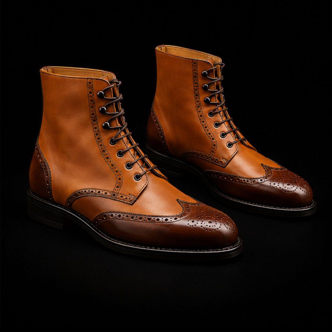 The Doeskin – Dual Tone Brown Wingtip Ankle Boots | Leather Shoe