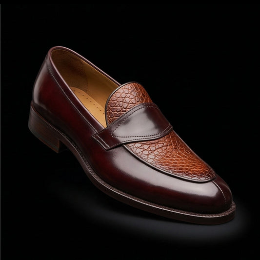 The Ochre – Dual Tone Brown Calf Leather Penny Loafer | Leather Shoe