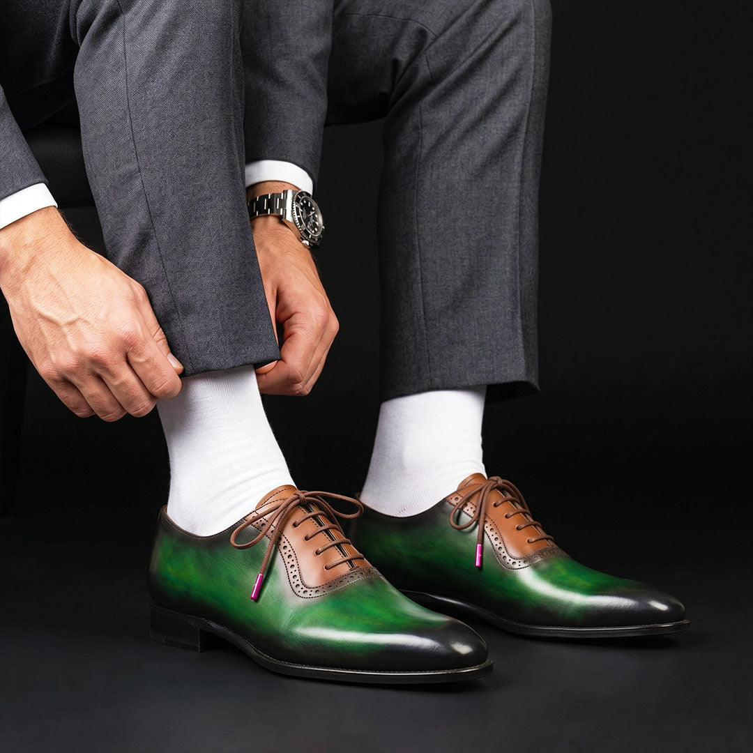 The Temper – Green & Brown Patina Brogue Oxford | Leather Shoe