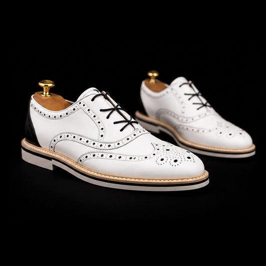 The Como – White & Black Luxury Wingtip Oxford | Leather Shoe