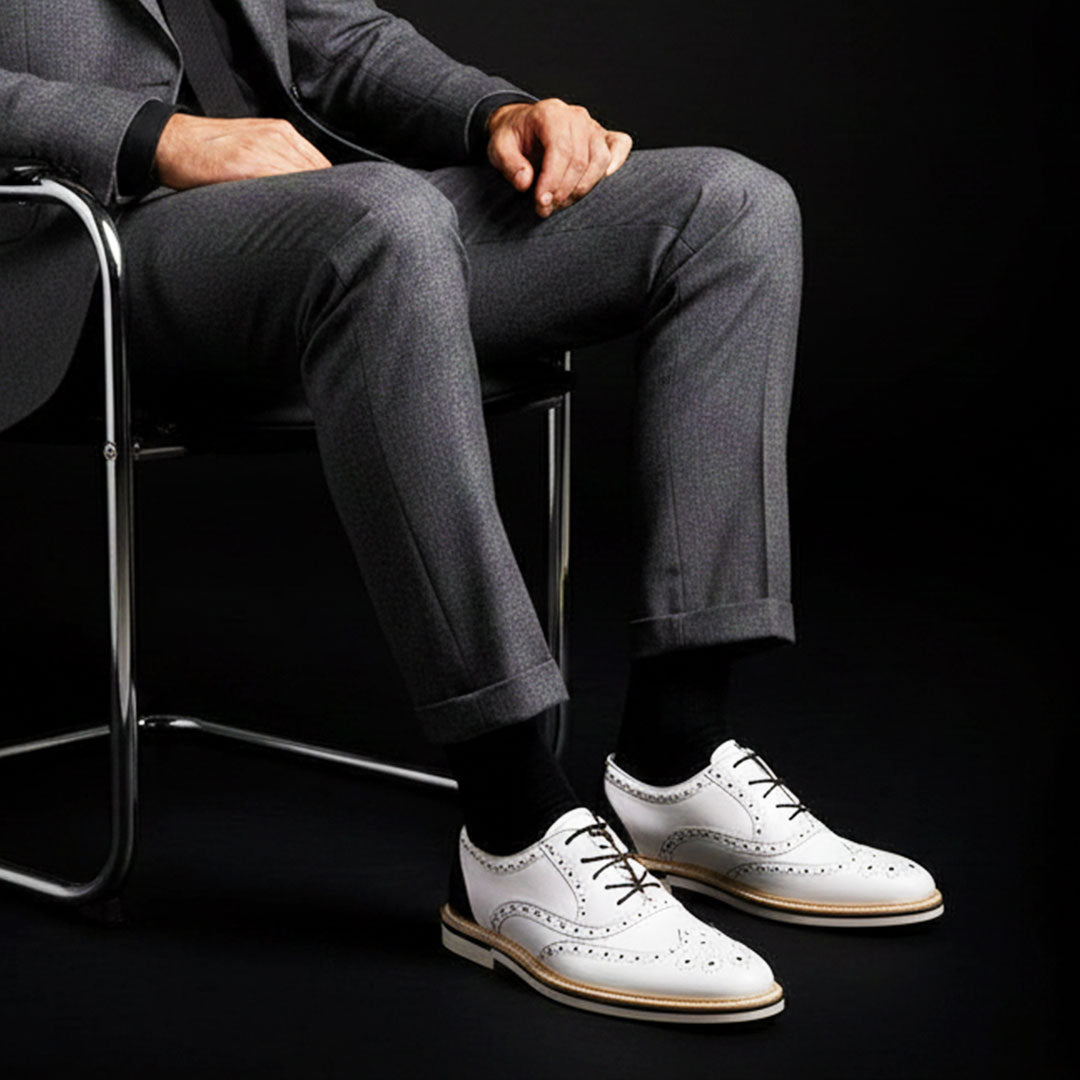 The Como – White & Black Luxury Wingtip Oxford | Leather Shoe