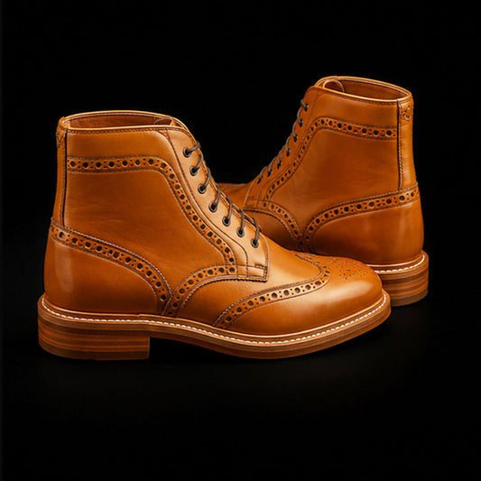 The Brescia – Tan Brown Wingtip Ankle Boots | Leather Shoe