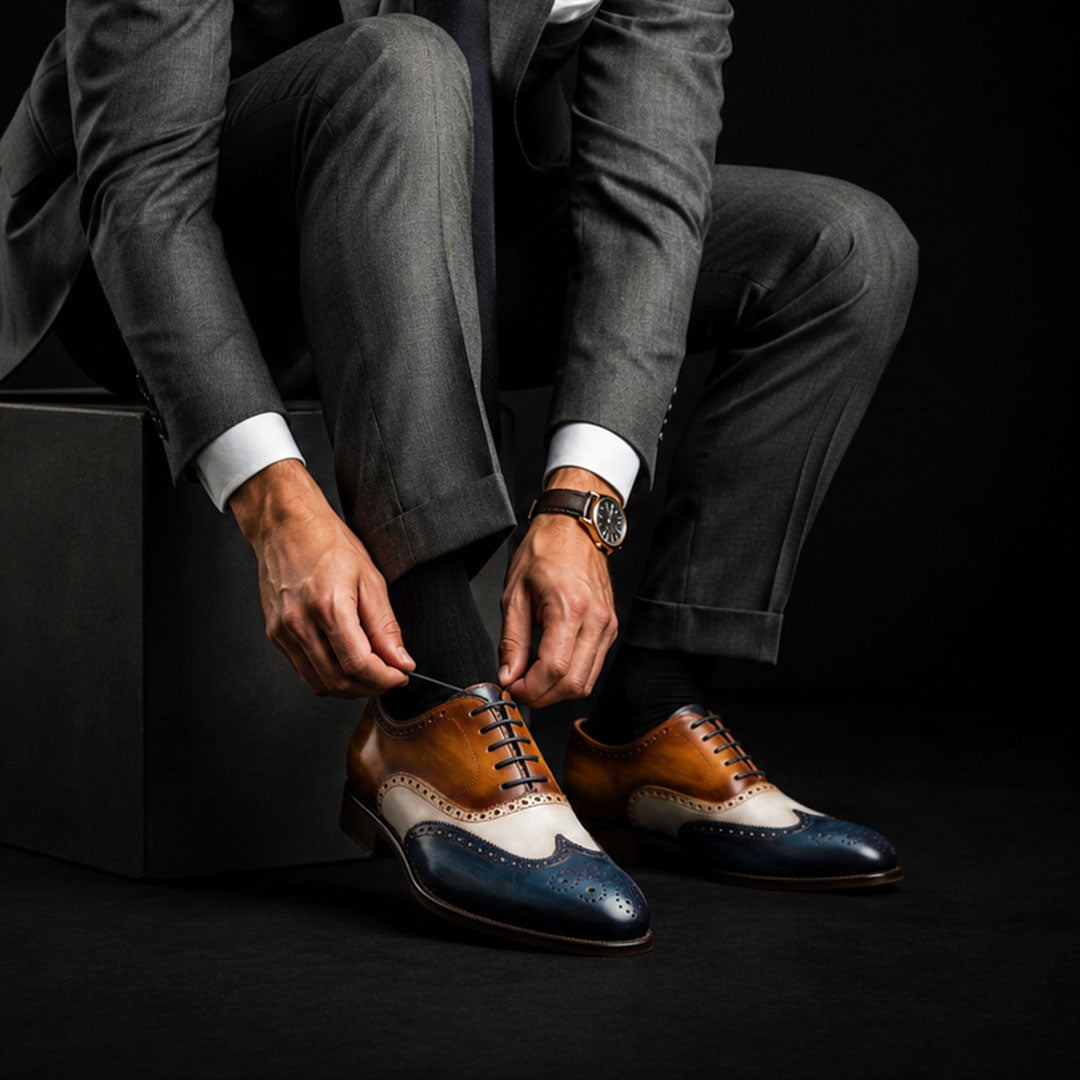 The Artisan – Tri-Tone Patina Wingtip Oxford | Leather Shoe
