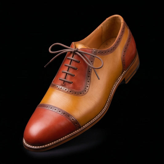 The Turin – Two-Tone Brown Cap Toe Oxford | Leather Shoe