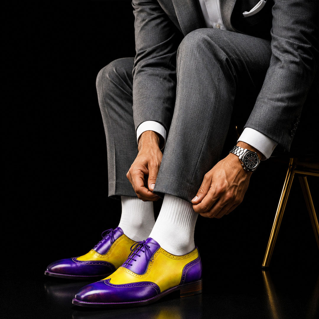 The Madder – Yellow & Blue Patina Wingtip Oxford | Leather Shoe