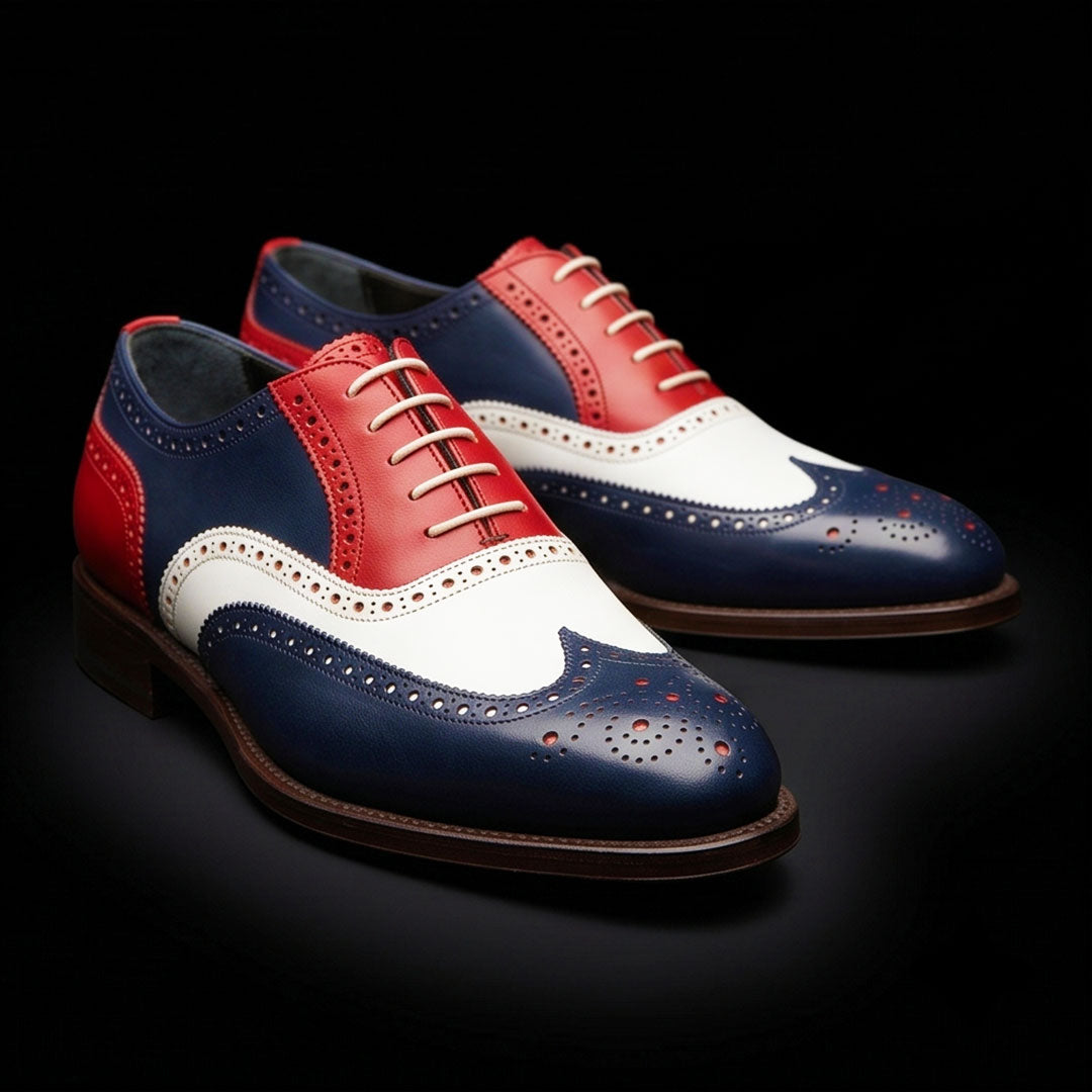 The Earl – Tri-Tone Genuine Leather Wingtip Oxford | Leather Shoe