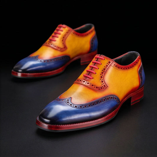 The Cordovan – Tan & Navy Wingtip Brogue Oxford | Leather Shoe
