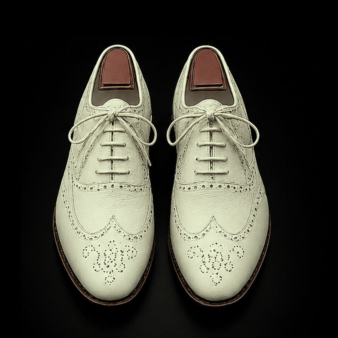 The Chestnut – White Genuine Leather Wingtip Oxford | Leather Shoe