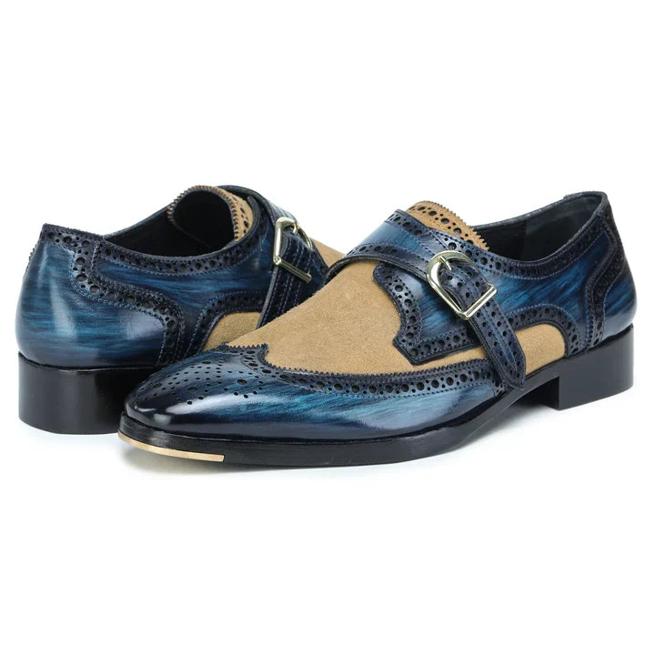 The Brook – Navy Blue Single Monk Strap | Leather Shoe