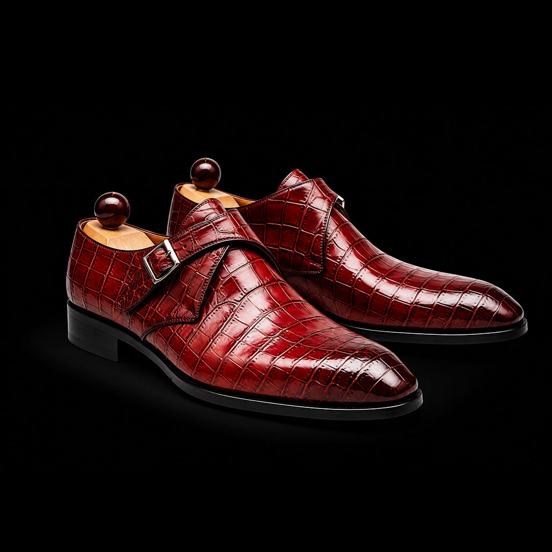 The Prato – Brown Patina Alligator Single Monk | Leather Shoe