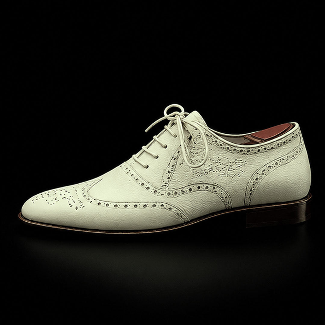 The Chestnut – White Genuine Leather Wingtip Oxford | Leather Shoe