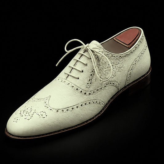 The Chestnut – White Genuine Leather Wingtip Oxford | Leather Shoe