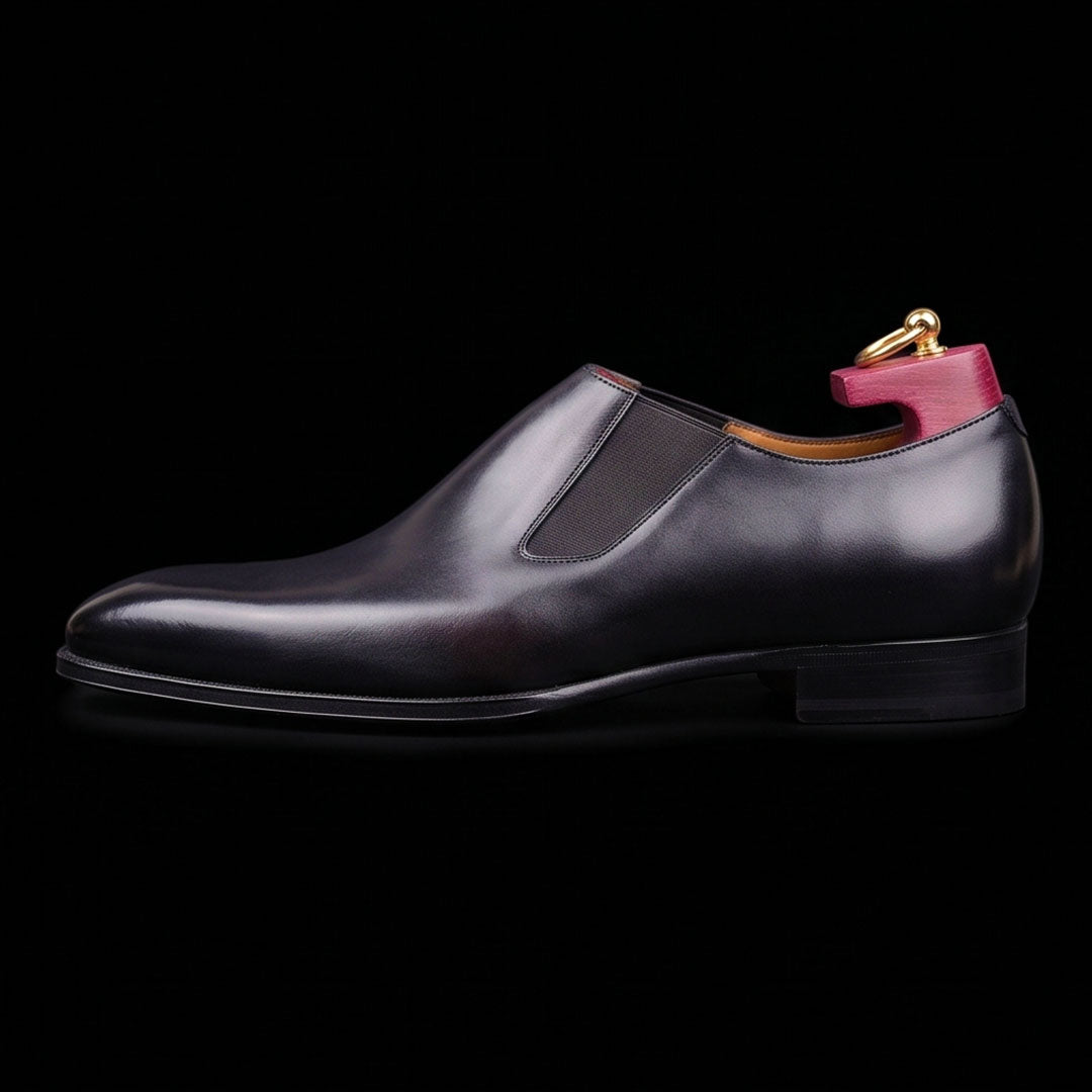 The Skiver – Black Calf Leather Demi Chelsea | Leather Shoe