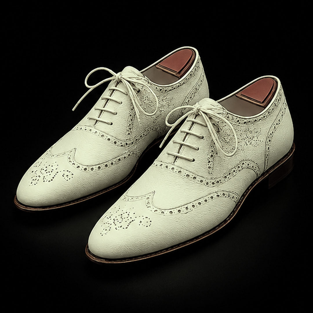 The Chestnut – White Genuine Leather Wingtip Oxford | Leather Shoe