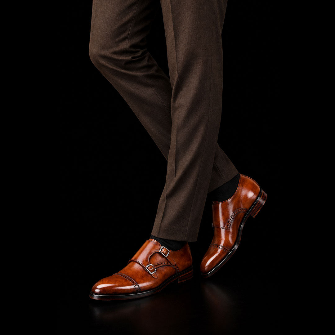 The Knoll – Brown Cap Toe Single Monk Strap | Leather Shoe