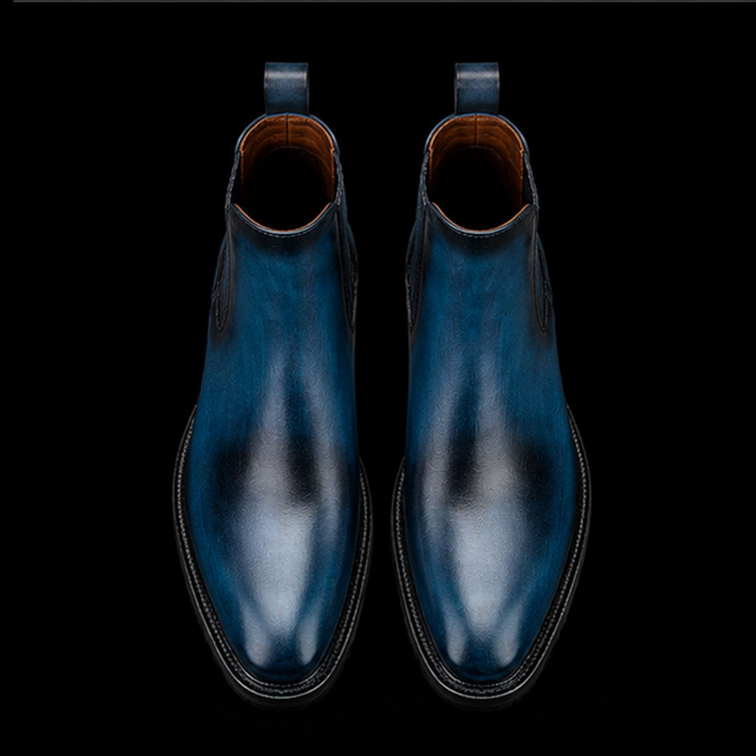 The Leigh – Navy Full-Grain Leather Chelsea Boots | Leather Shoe