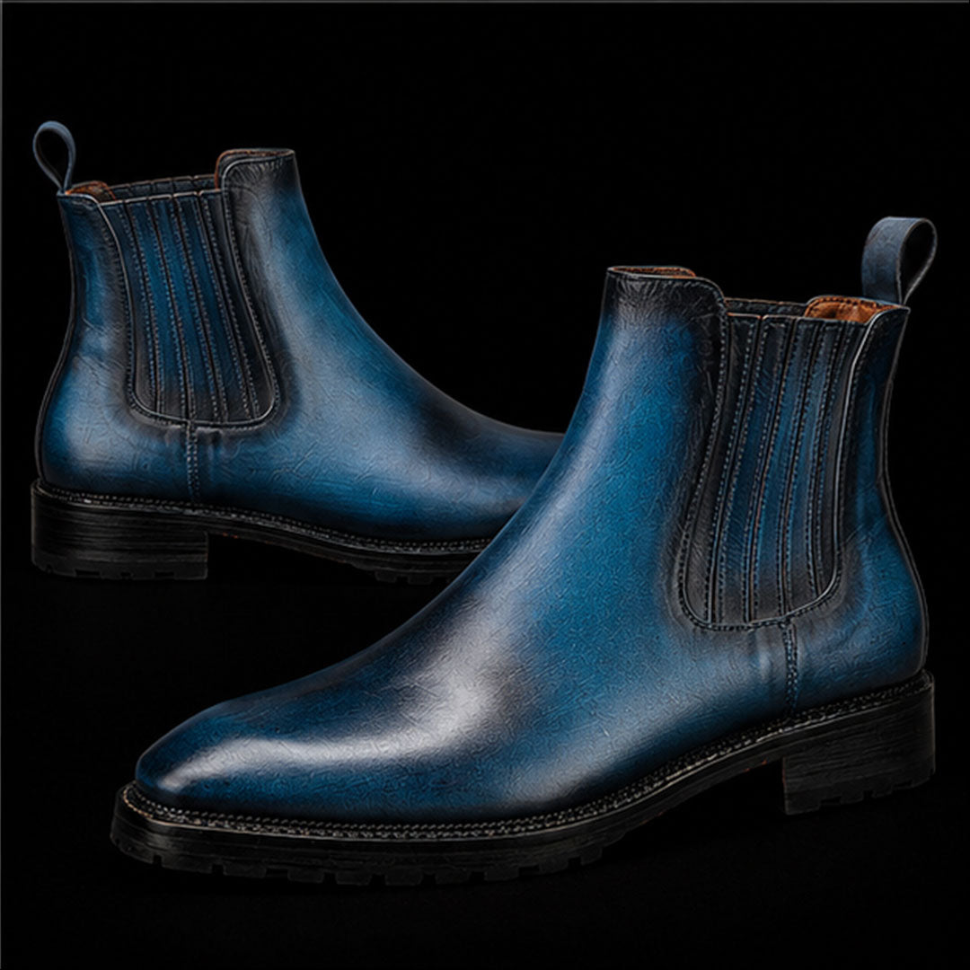 The Leigh – Navy Full-Grain Leather Chelsea Boots | Leather Shoe