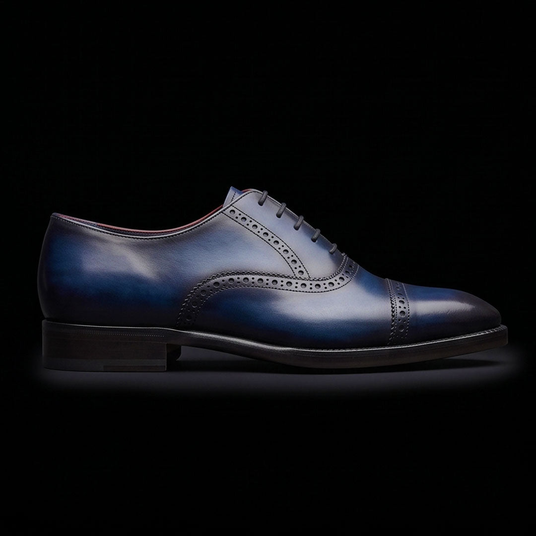 The Saffiano – Navy Blue Cap Toe Oxford | Leather Shoe