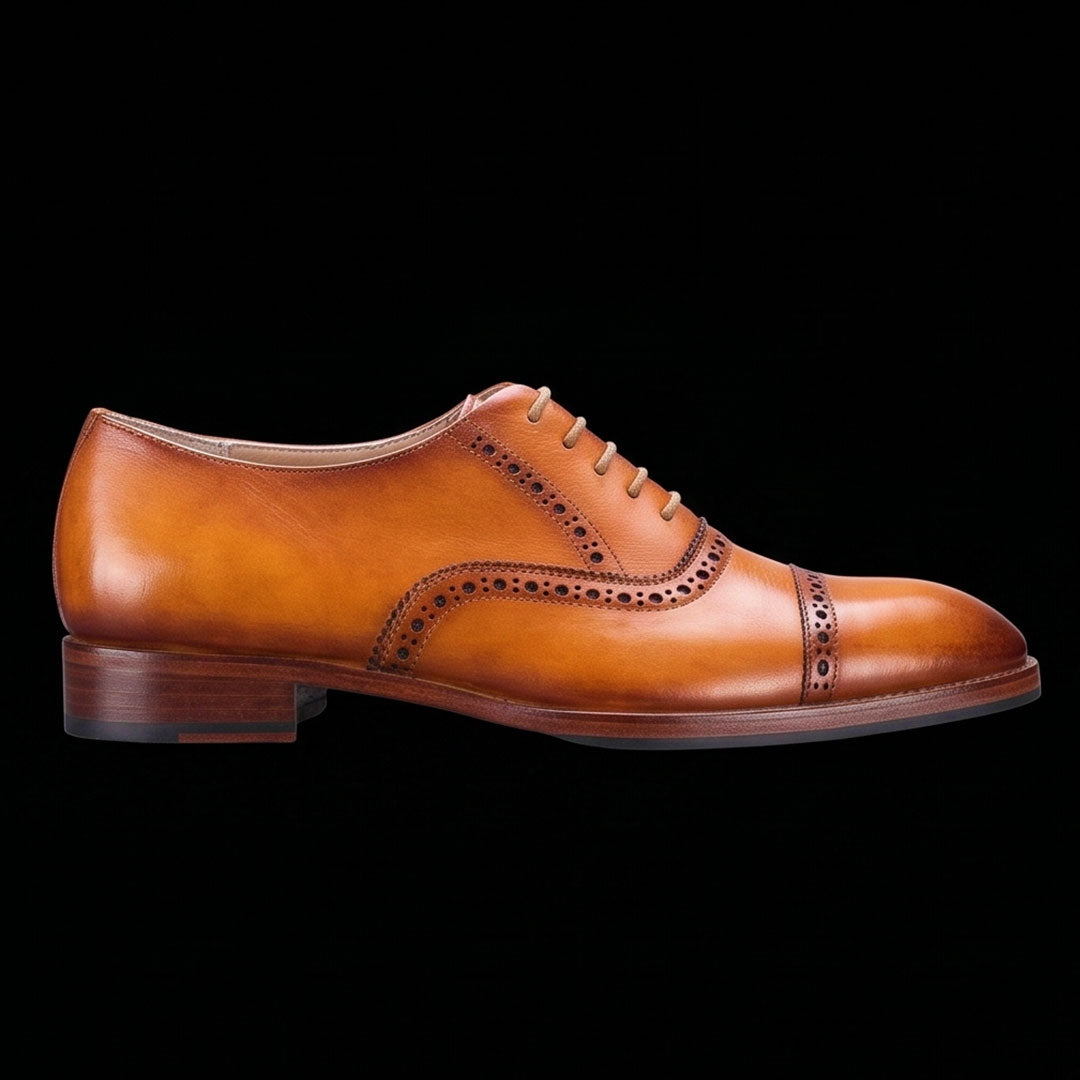 The Nappa – Tan Cap Toe Oxford | Leather Shoe