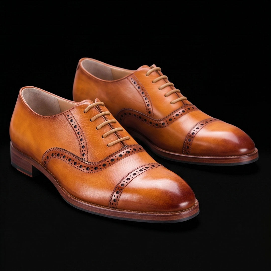 The Nappa – Tan Cap Toe Oxford | Leather Shoe