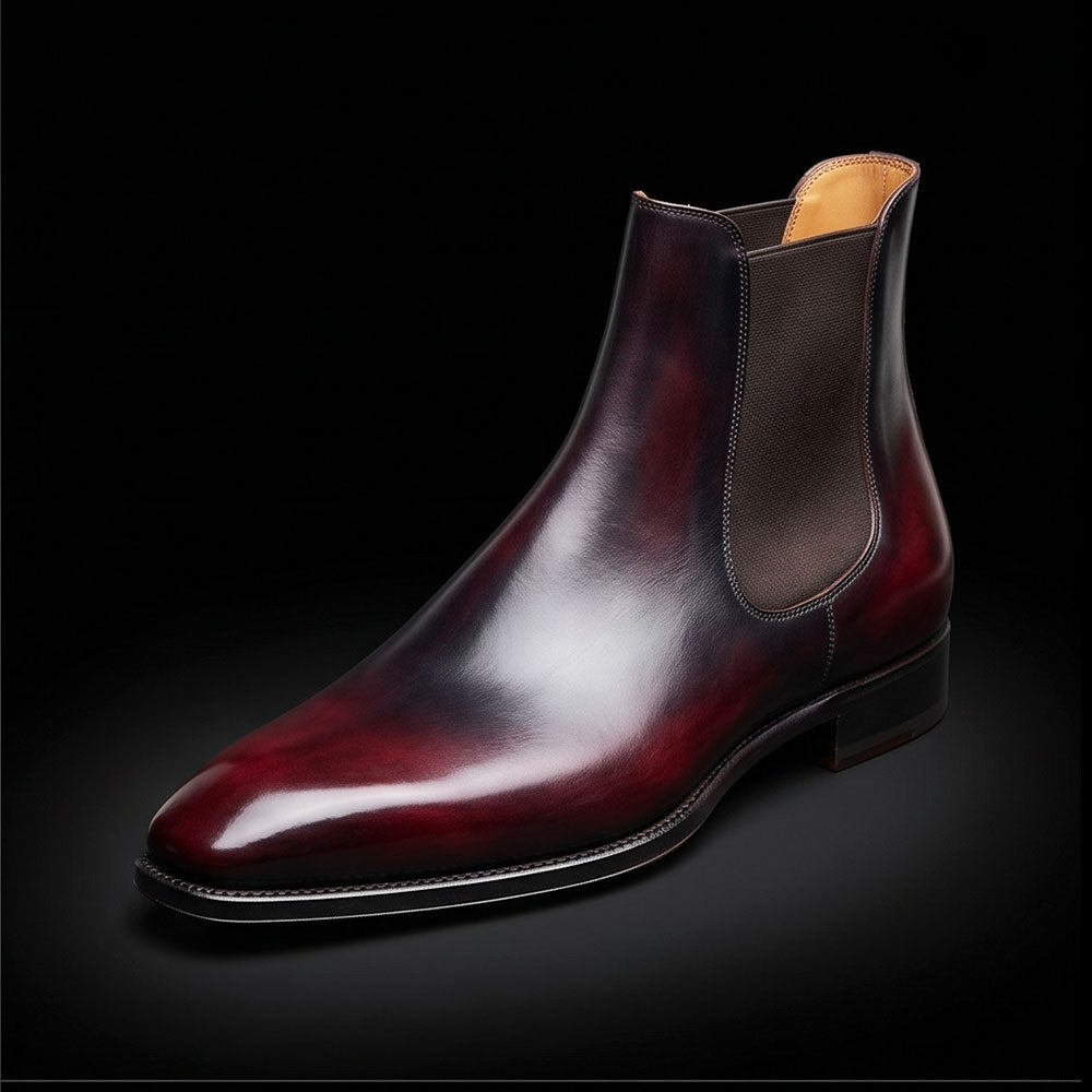 The Anvil – Burgundy Patina Chelsea Boots | Leather Shoe