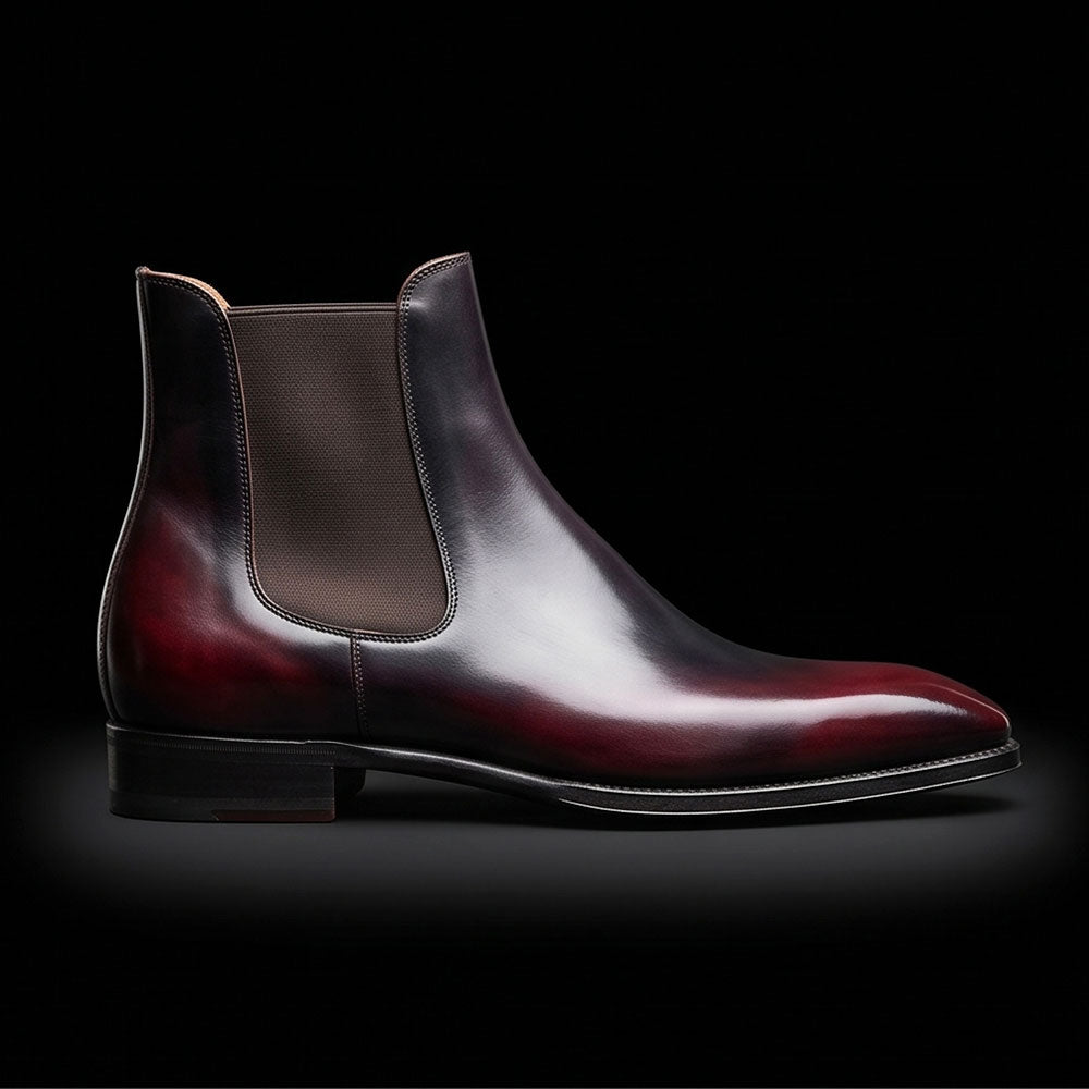 The Anvil – Burgundy Patina Chelsea Boots | Leather Shoe