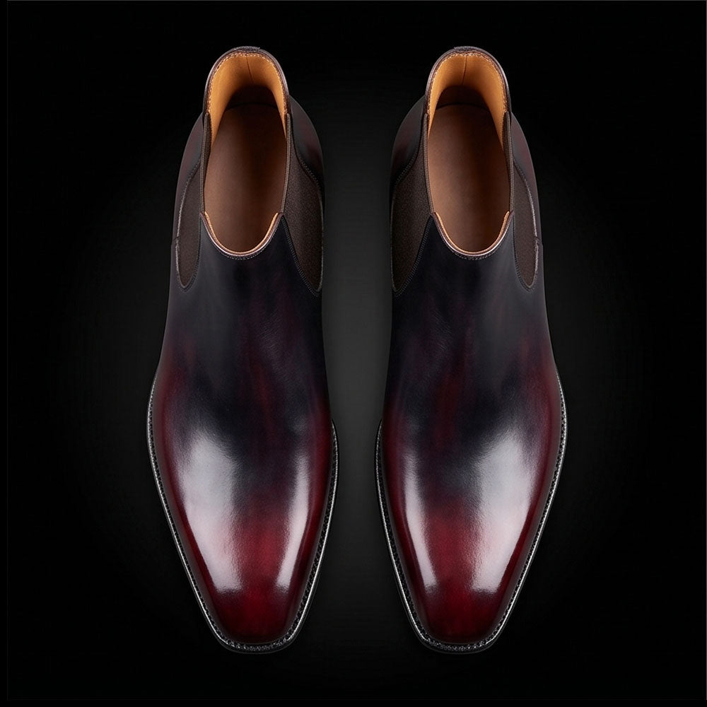 The Anvil – Burgundy Patina Chelsea Boots | Leather Shoe