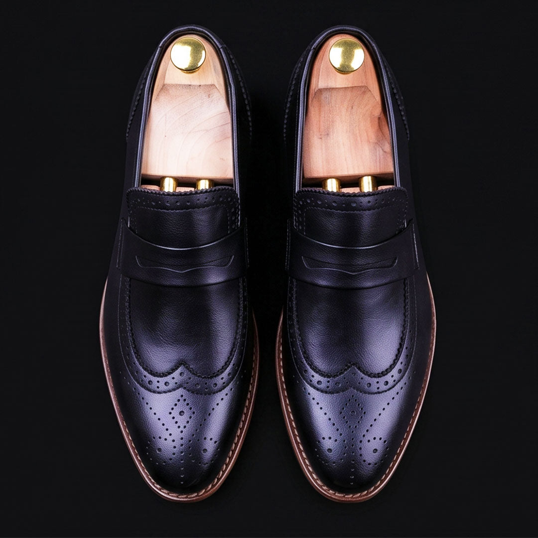 The Baron – Black Calf Leather Penny Loafer | Leather Shoe