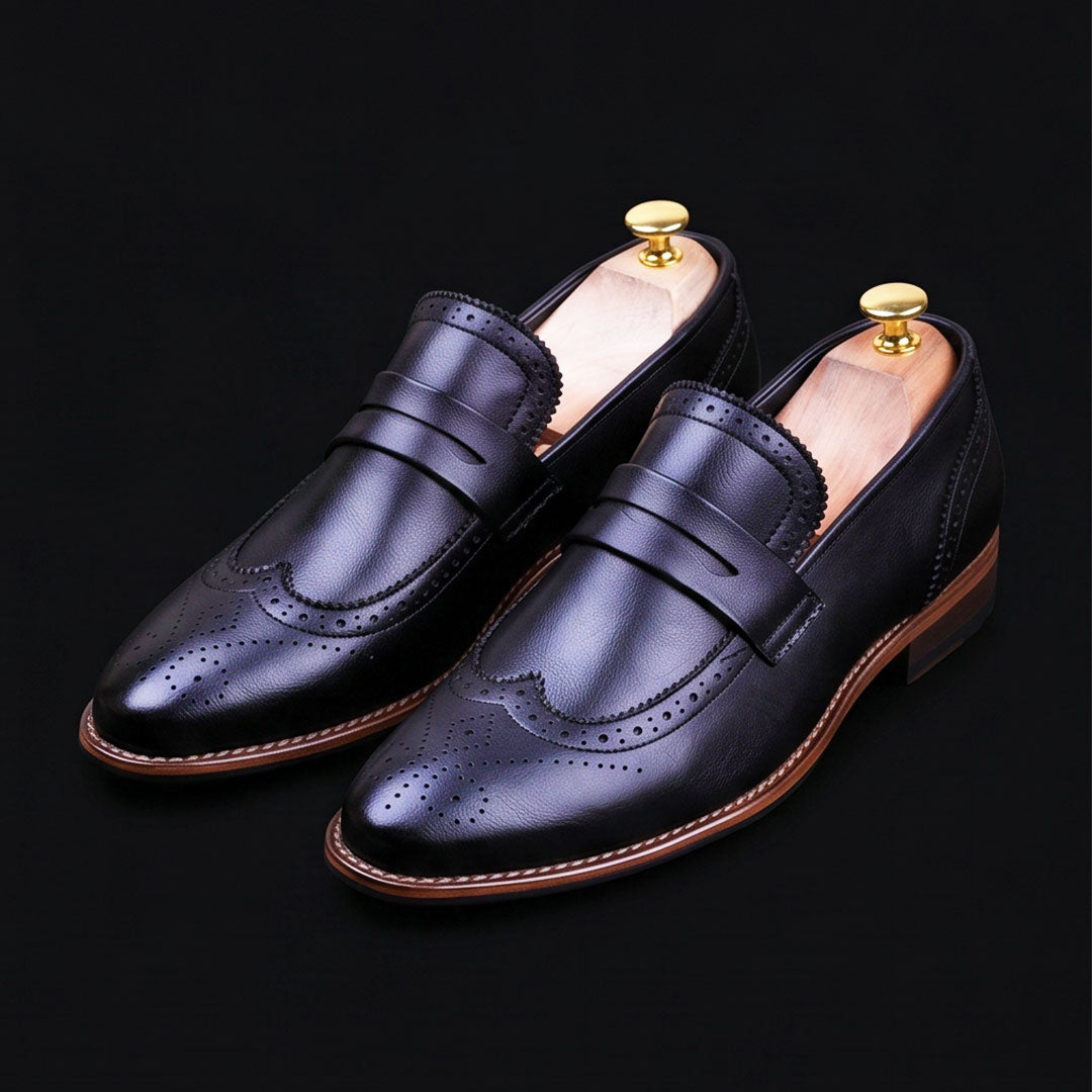 The Baron – Black Calf Leather Penny Loafer | Leather Shoe