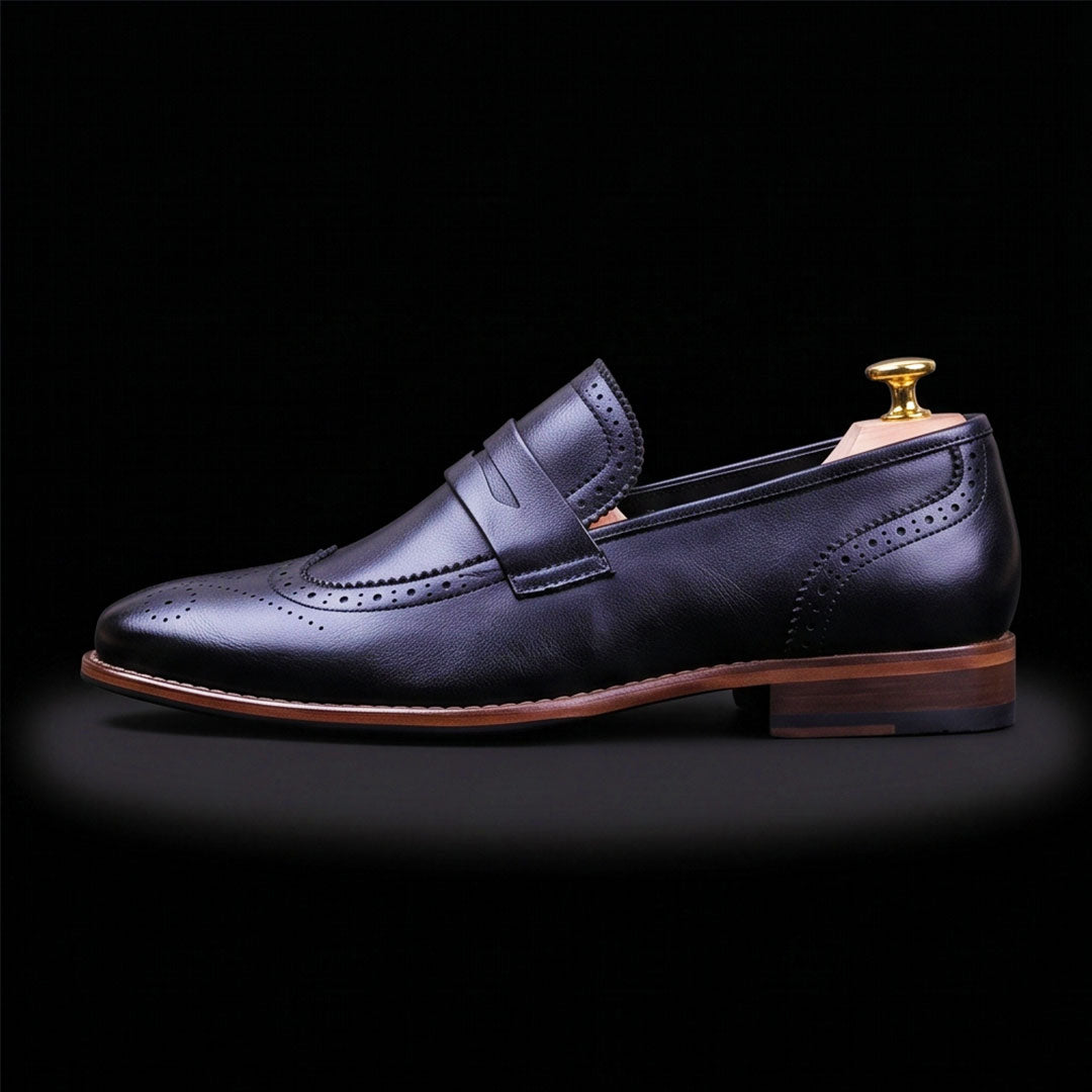 The Baron – Black Calf Leather Penny Loafer | Leather Shoe