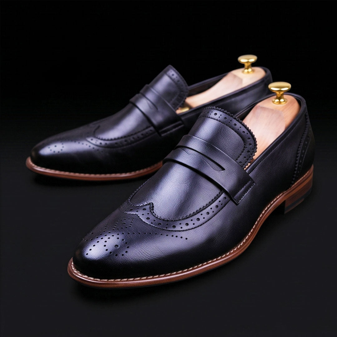 The Baron – Black Calf Leather Penny Loafer | Leather Shoe