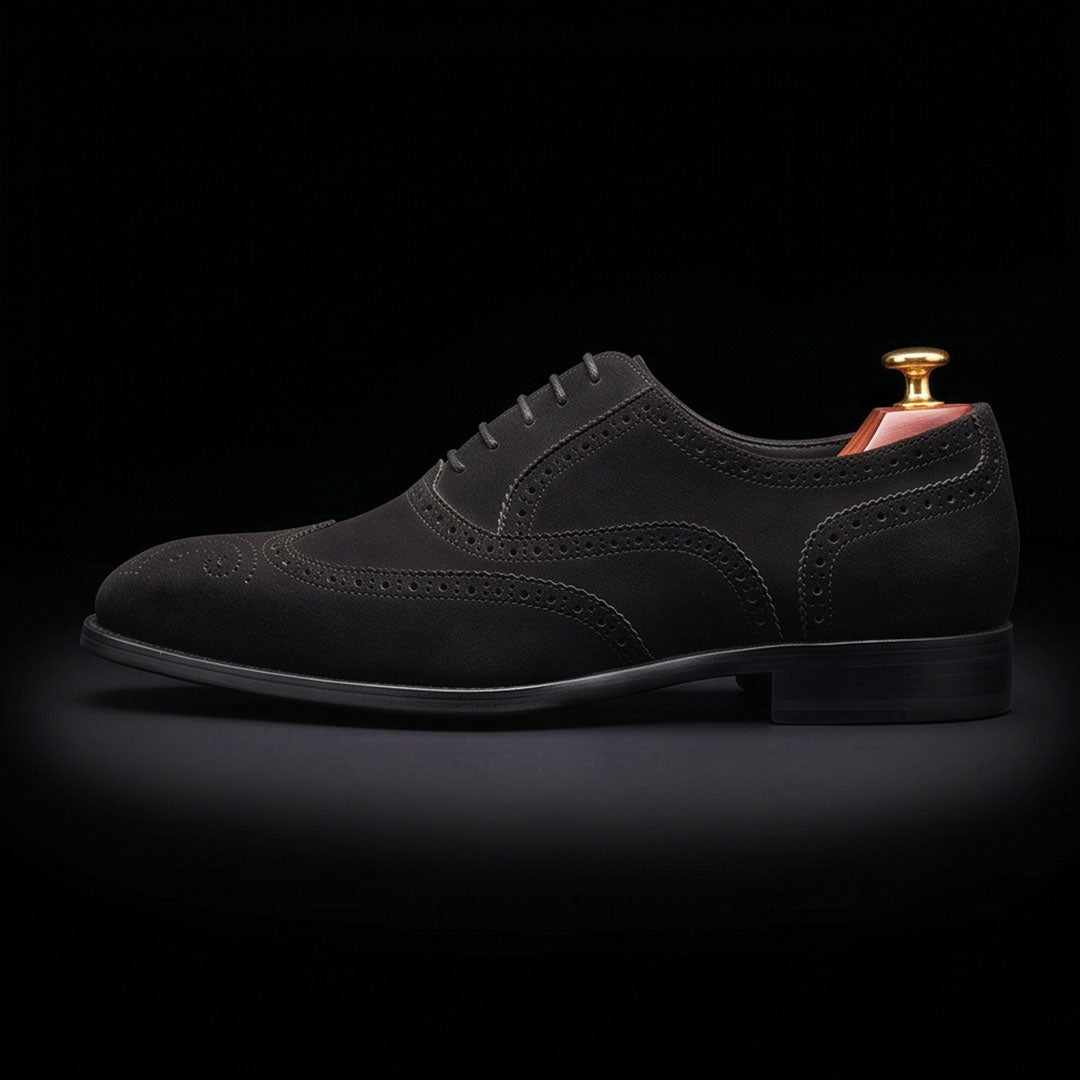 The Divider – Black Suede Wingtip Oxford | Leather Shoe