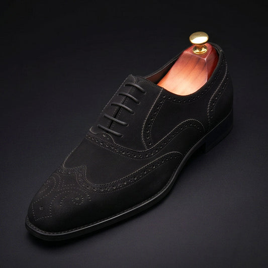 The Divider – Black Suede Wingtip Oxford | Leather Shoe
