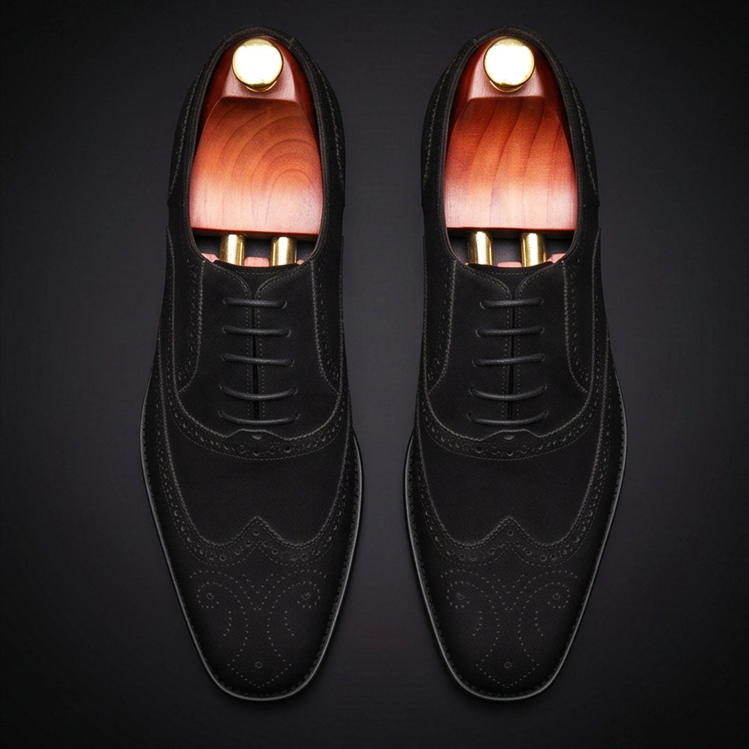 The Divider – Black Suede Wingtip Oxford | Leather Shoe