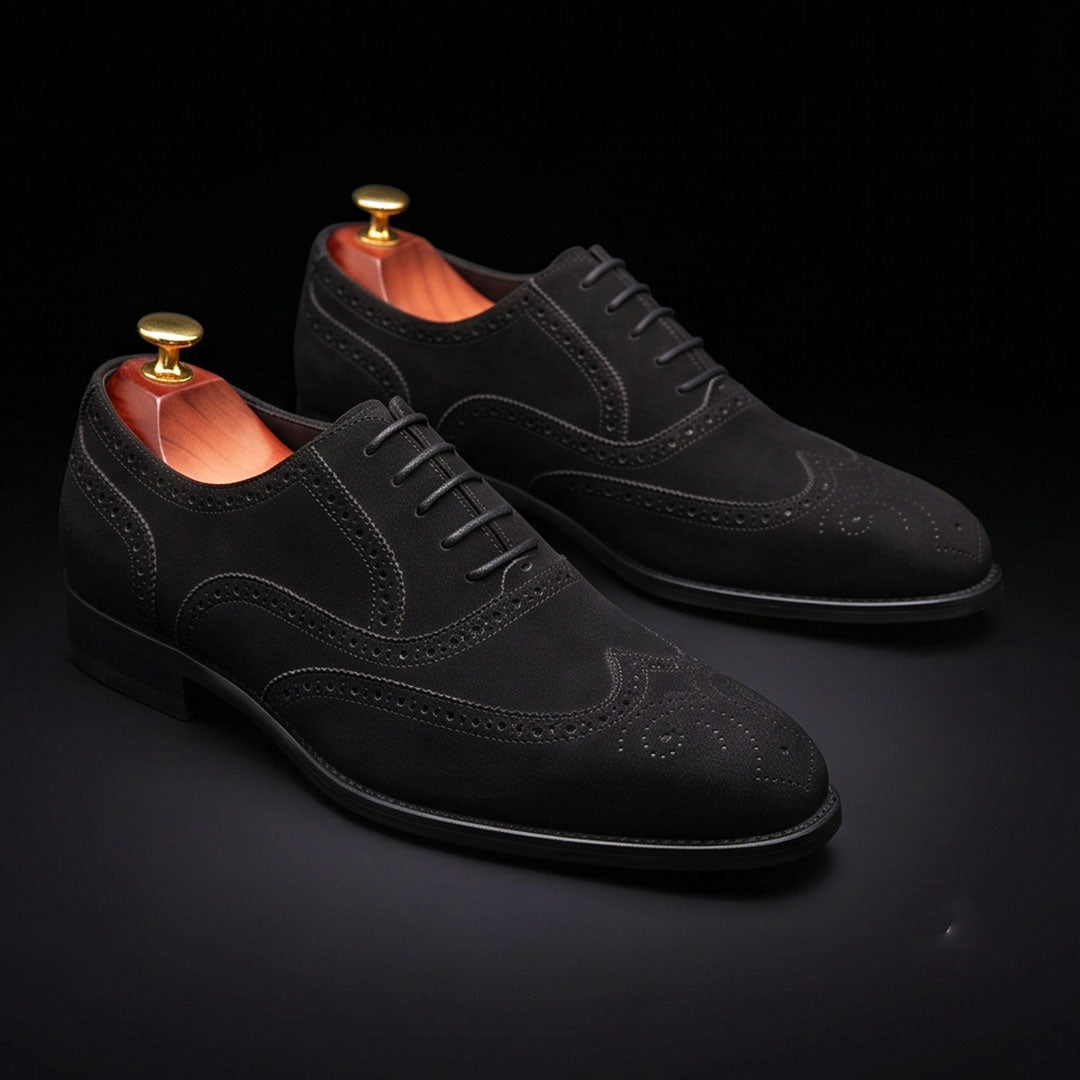 The Divider – Black Suede Wingtip Oxford | Leather Shoe