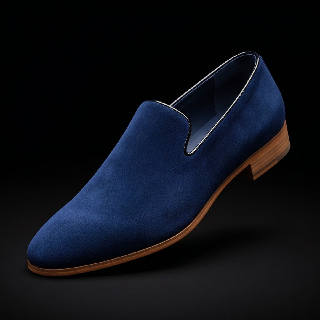 The Stirrup – Blue Suede Moccasin Loafer | Leather Shoe