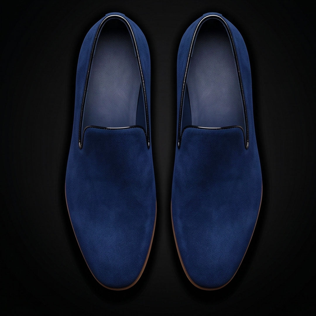 The Stirrup – Blue Suede Moccasin Loafer | Leather Shoe