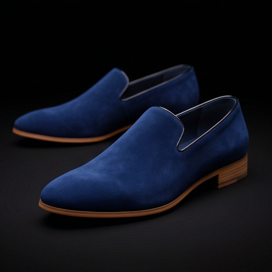 The Stirrup – Blue Suede Moccasin Loafer | Leather Shoe