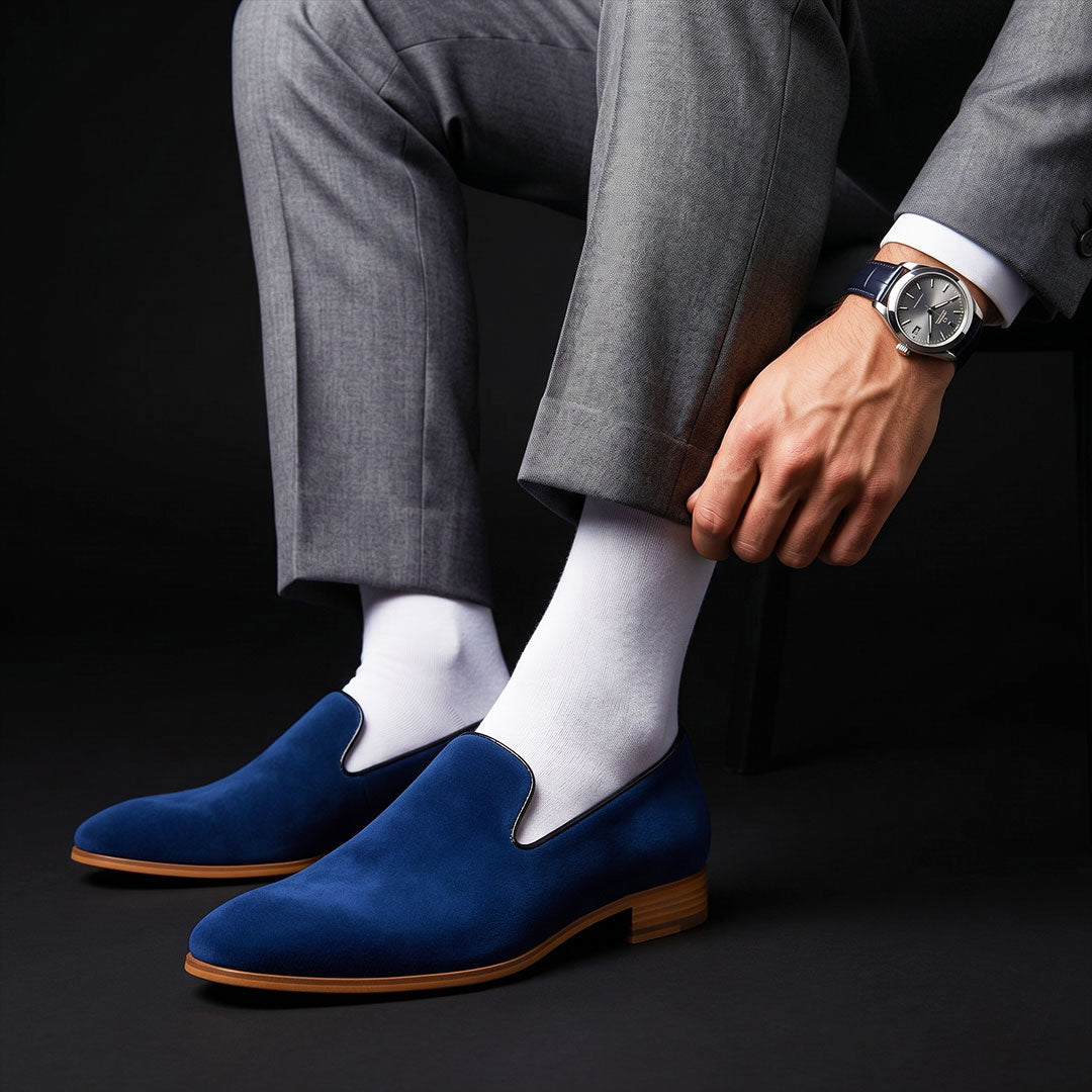 The Stirrup – Blue Suede Moccasin Loafer | Leather Shoe